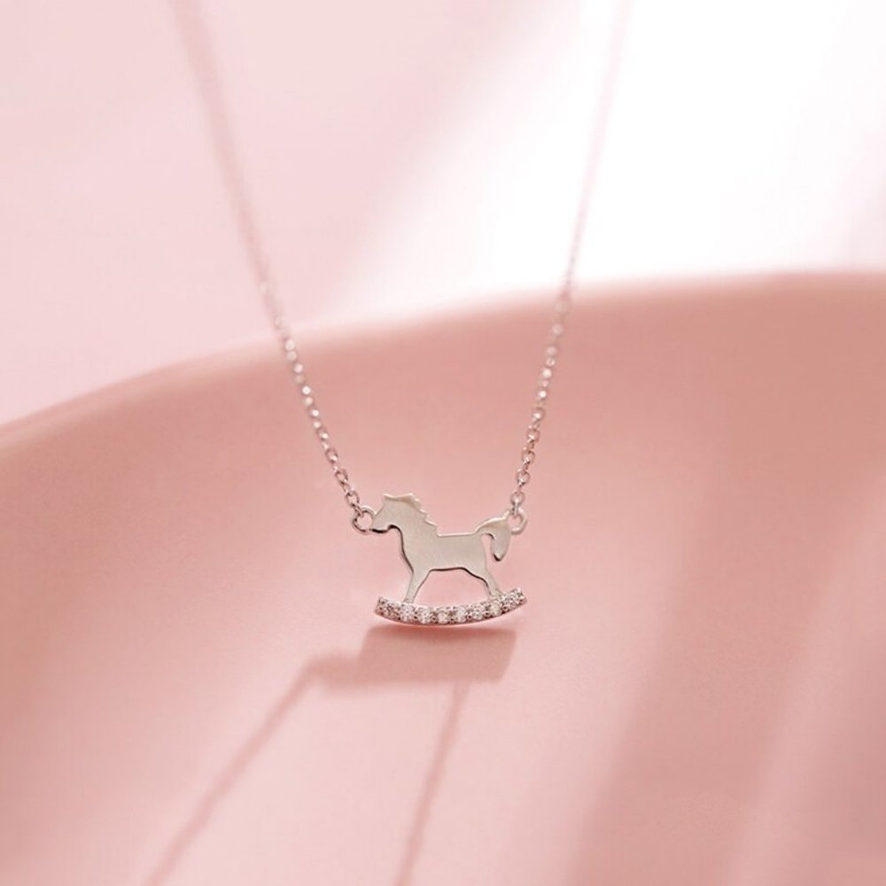 NEW 925 Sterling Silver Diamond Horse Necklace - Picture 9 of 14
